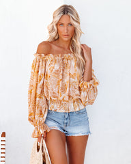 Papaya Printed Off The Shoulder Blouse Ins Street