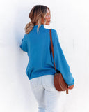 Parkin Mock Neck Knit Sweater - Blue Ins Street