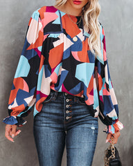 Parson Abstract Print Blouse Ins Street