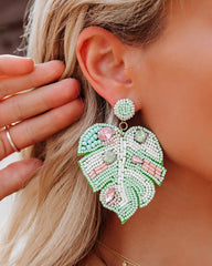 Pastel Palms Beaded Statement Earrings Ins Street