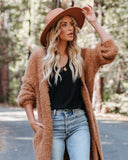 Pearson Pocketed Fuzzy Knit Cardigan - Camel Ins Street