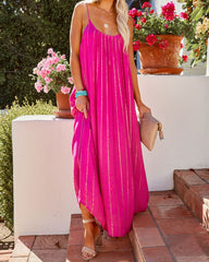 Percy Woven Shimmer Maxi Dress - Hot Pink Ins Street