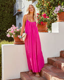 Percy Woven Shimmer Maxi Dress - Hot Pink