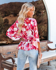 Perfect Poetry Floral Peplum Blouse Ins Street