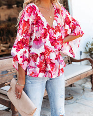 Perfect Poetry Floral Peplum Blouse Ins Street