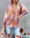 Perla Pocketed Button Front Ombre Cardigan DRES-001