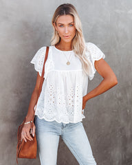 Persephone Cotton Eyelet Babydoll Top ON T-001