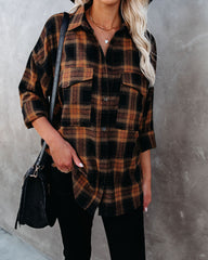 Petaluma Cotton Blend Plaid Button Down Top ACOA-001