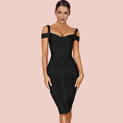 Strappy Short Sleeve Striped Over Knee Bandage Dress Ins Street