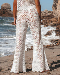 Phoenix Scalloped Sheer High Rise Flare Pants - White Ins Street