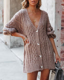 Pinecone Relaxed Cable Knit Cardigan - Mocha - FINAL SALE Ins Street