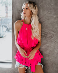 Pleats To Meet You Tie Top - Pink Ins Street