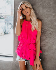 Pleats To Meet You Tie Top - Pink Ins Street