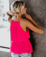 Pleats To Meet You Tie Top - Pink Ins Street