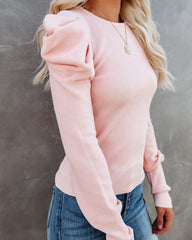 Poetry In The Air Puff Sleeve Knit Sweater - Blush Ins Street