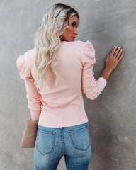 Poetry In The Air Puff Sleeve Knit Sweater - Blush Ins Street