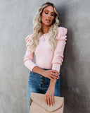 Poetry In The Air Puff Sleeve Knit Sweater - Blush Ins Street