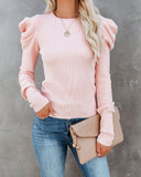 Poetry In The Air Puff Sleeve Knit Sweater - Blush Ins Street