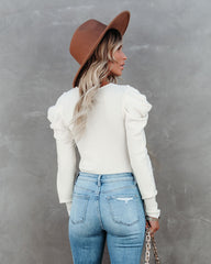 Poetry In The Air Puff Sleeve Knit Sweater - Ivory - FINAL SALE Ins Street