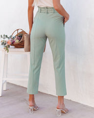 Point Made High Rise Pocketed Trousers - Sage Ins Street