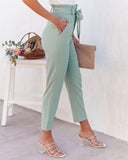 Point Made High Rise Pocketed Trousers - Sage Ins Street