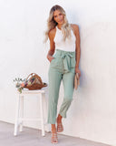 Point Made High Rise Pocketed Trousers - Sage Ins Street