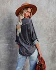 Pomona Button Down Knit Top - Dusty Charcoal - FINAL SALE Ins Street