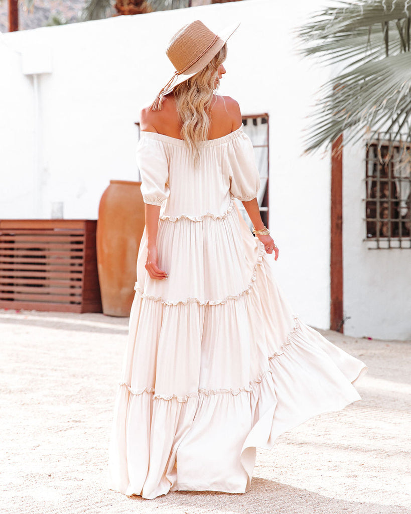 Pompeii Ruffle Tiered Maxi Dress - Cream – InsStreet