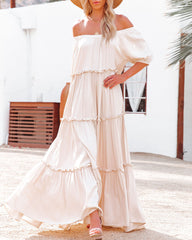 Pompeii Ruffle Tiered Maxi Dress - Cream Ins Street