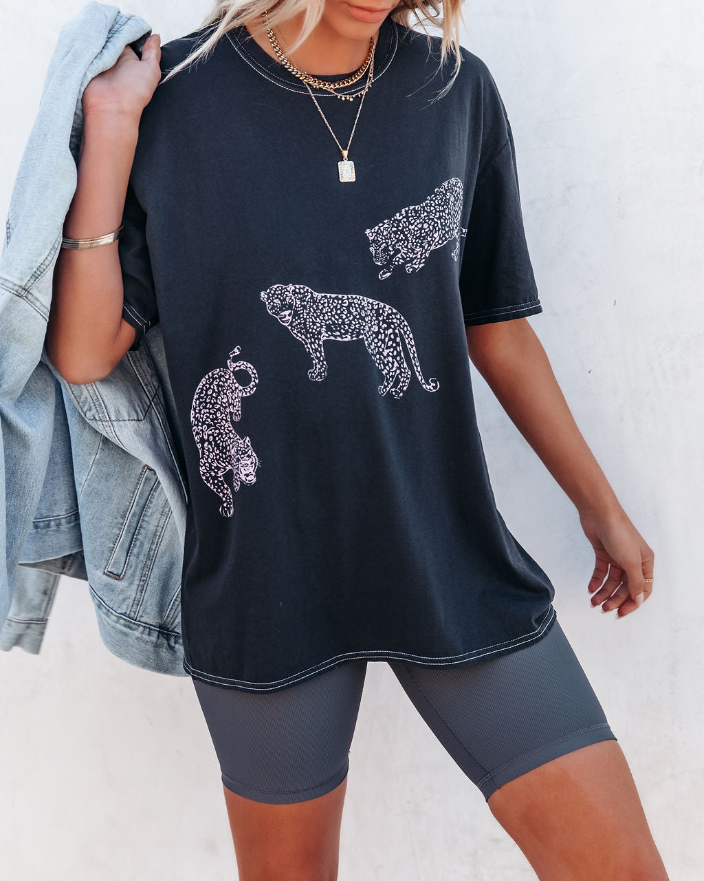 Prance Relaxed Cotton Cheetah Tee Ins Street