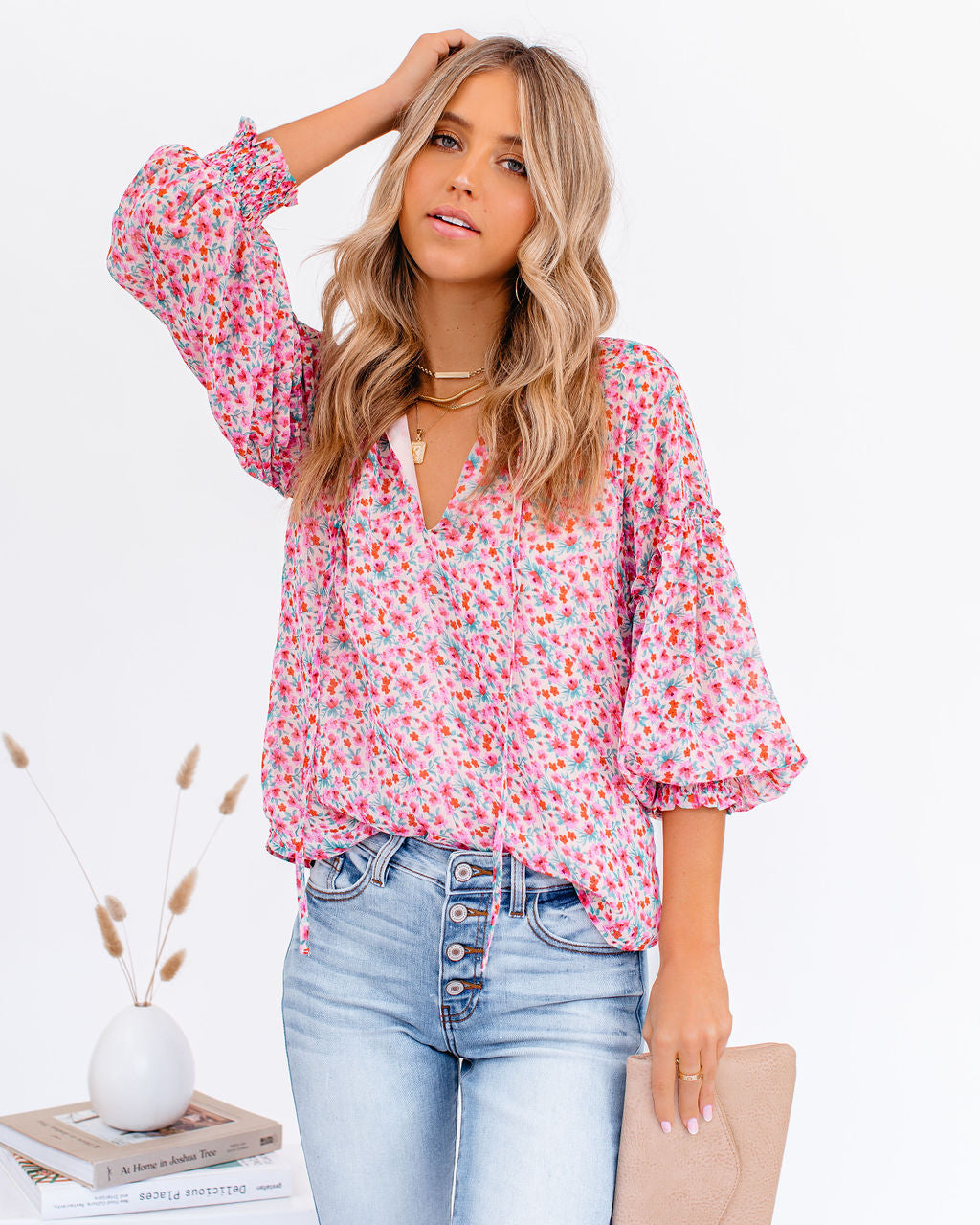 Predictions Floral Smocked Blouse Ins Street