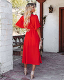 Presidio Embroidered Tassel Midi Dress - Tomato Red Ins Street