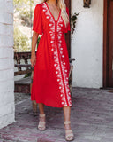 Presidio Embroidered Tassel Midi Dress - Tomato Red Ins Street