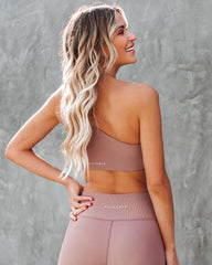 Press One Shoulder Ribbed Sports Bra - Latte Ins Street