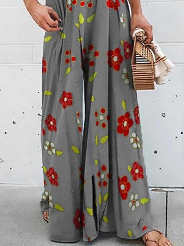 Printed Sleeveless Sling High Waist Loose Casual Ladies Jumpsuit Ins Street