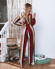 Prunella Striped Tie Front Cutout Jumpsuit - FINAL SALE Ins Street