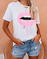 Pucker Up Distressed Cotton Tee Ins Street