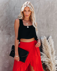 Pure Bliss Square Neck Crop Top - Black Ins Street