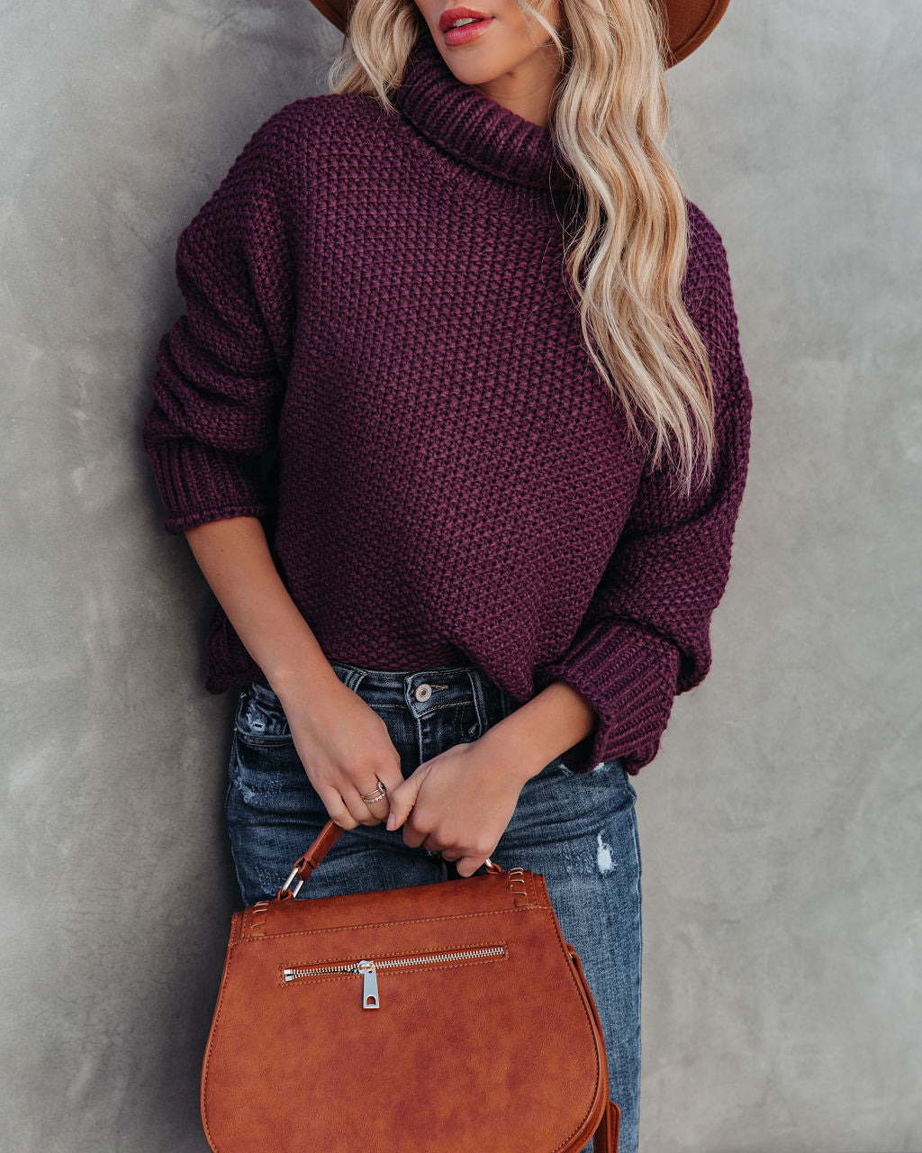 Quay Turtleneck Knit Sweater - Plum - FINAL SALE Ins Street