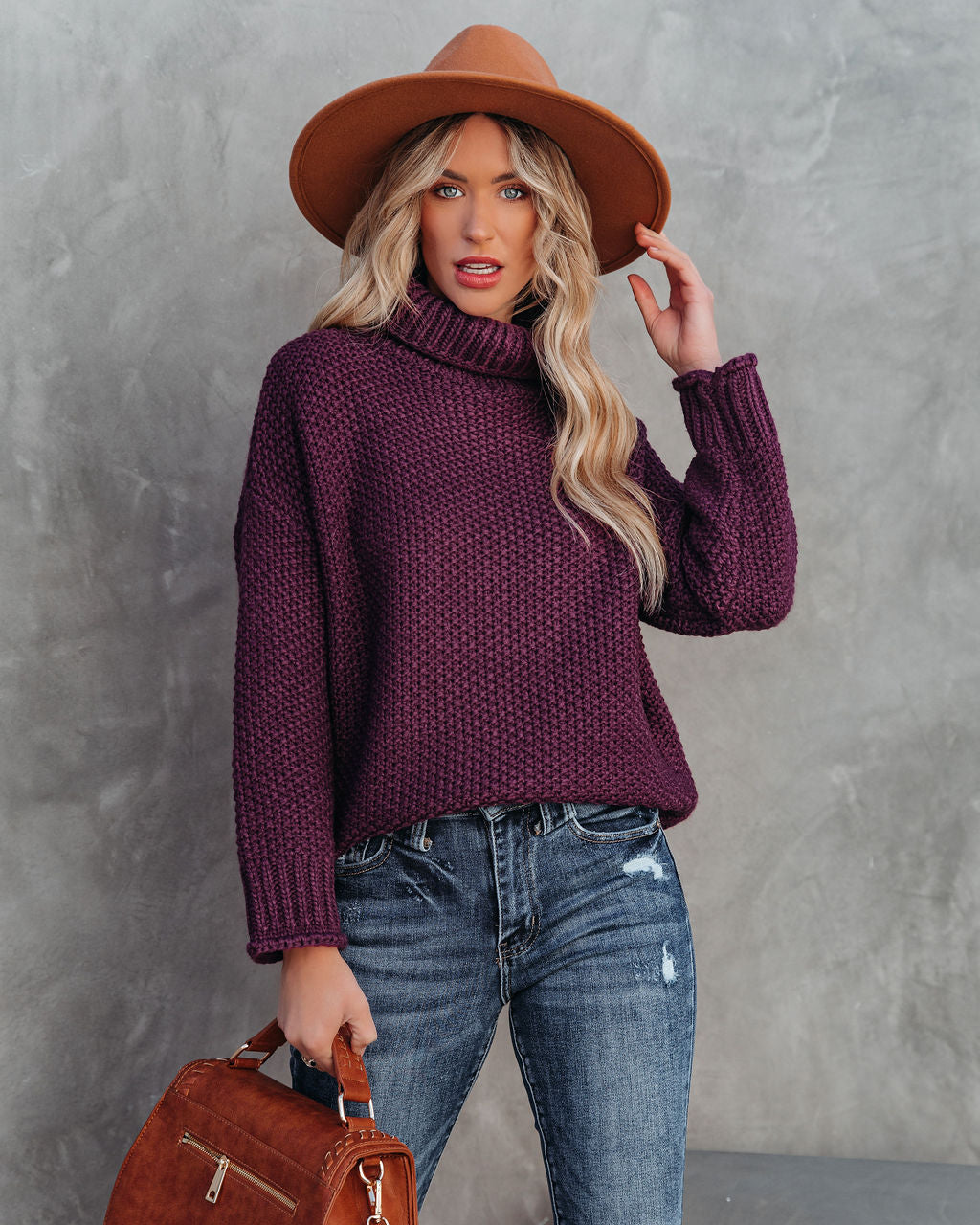 Quay Turtleneck Knit Sweater - Plum - FINAL SALE Ins Street