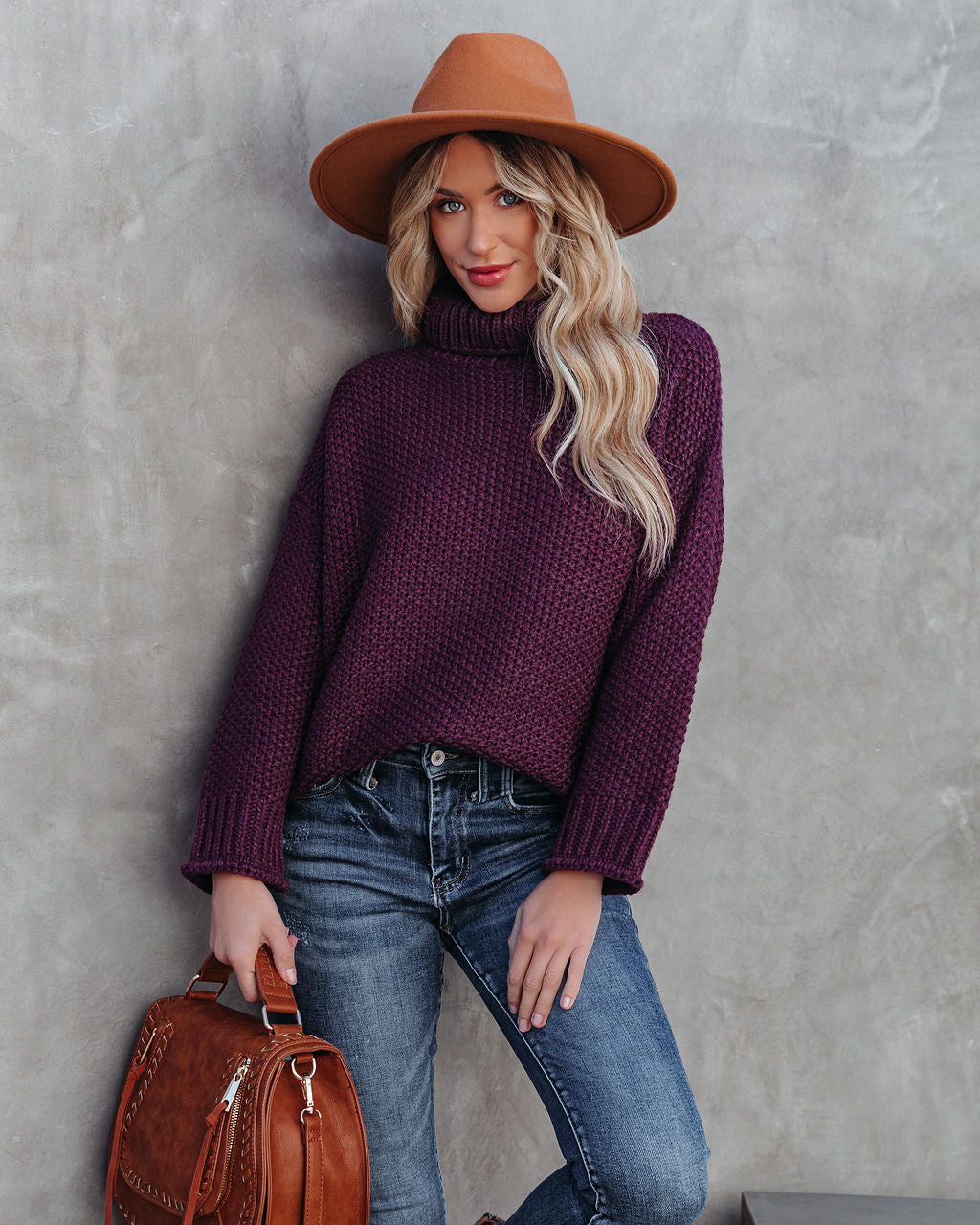 Quay Turtleneck Knit Sweater - Plum - FINAL SALE Ins Street