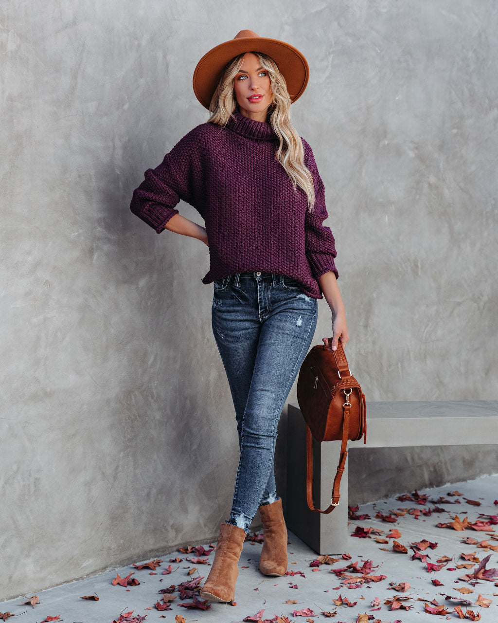 Quay Turtleneck Knit Sweater - Plum - FINAL SALE Ins Street