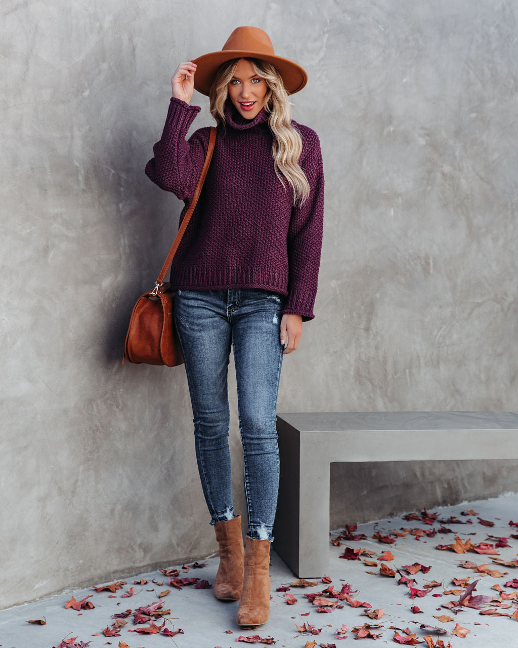 Quay Turtleneck Knit Sweater - Plum - FINAL SALE Ins Street