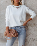 Queen Bee Embellished Knit Sweater - Off White