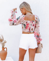 Queenie Floral Smocked Crop Blouse Ins Street