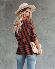 Raelle Cotton Blend Striped Top - Brown Navy - FINAL SALE Ins Street