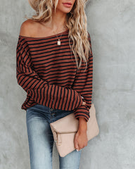 Raelle Cotton Blend Striped Top - Brown Navy - FINAL SALE Ins Street