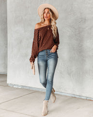 Raelle Cotton Blend Striped Top - Brown Navy - FINAL SALE Ins Street