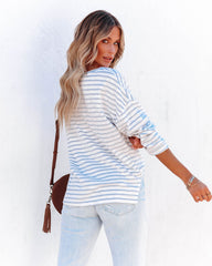 Raelle Cotton Blend Striped Top - Ivory Sky Ins Street