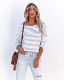 Raelle Cotton Blend Striped Top - Ivory Sky Ins Street